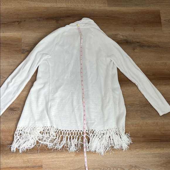 Lilly Pulitzer Tatum Fringe Long Resort White Cardigan Size S - Picture 12 of 13